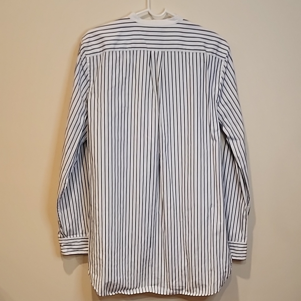 Striped Button-Front Women's Shirt - White/Black - Picture 2 of 6